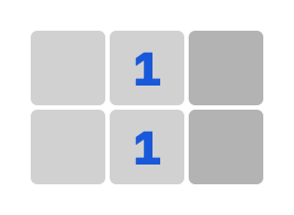Two 1s each touching the same two hidden tiles — one mine, two identical candidates, no way to tell them apart.